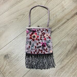 Jeanne Lottie Vintage Embroidered Beaded Sequins Evening Purse Purple Whimsigoth